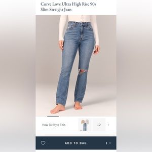 Abercrombie Curve Love The 90’s Slim Straight Ultra High Rise Medium Destroy
